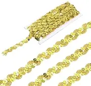 uxcell 5 Yard Sequins Beaded Lace Trim 0.6 Inch Wave Sequin Braid Trim Strip Paillette Ribbon for Crafts, Embellishments, DIY Sewing Costume, Gold