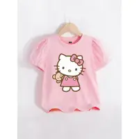 在飛比找ETMall東森購物網優惠-短袖T恤hellokitty洋氣女童凱蒂貓兒童裝5女寶寶純棉