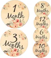 CIMAXIC Wooden Flower Milestone Discs Monthly Milestone Cards Newborn Wall Decor Photo Prop