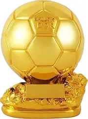 Fubosi 8.26 Inch Ballon d'Or Trophy Football Trophy, Golden Ballon Football Trophy, Best Soccer Trophy Resin Replica with Electroplating Process for Office Decorations Fans Gifts and Birthday Gift