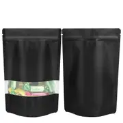 Resealable Mylar Stand Up Bags - Black Food Packaging Zip Pouch - All Sizes