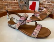 Naturalizer Multi Snake Leather Open Toe Flat Slingback Sandals 7 New Tru
