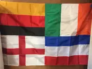 UNIQUE ONE OF A KIND FOUR COUNTRIES FLAG, GERMANY, IRELAND, ENGLAND,NETHERLANDS