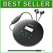 Portable Bluetooth CD Player with Rechargeable Battery and Anti-Skip Protection