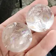 Lot Of 2 Rainbow Clear Quartz Mini Spheres 114g - USA