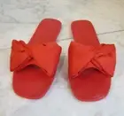NIB Kate Spade Bikini Neoprene Fresh Tomato Bow Toe Logo Slides Shoes Women's 7