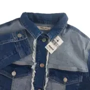 Mavi New Fit Women Small Patchwork Button Front Raw Hem Denim Jean Jacket