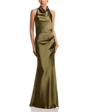 Aqua Draped Halter Gown - Exclusive
