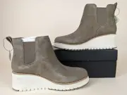 Cole Haan Zerogrand City Wedge Boots Womens 9.5 B Gray Suede W26516 Shoes NWB