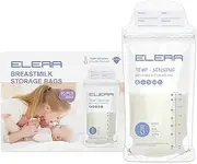 50 PCS ELERA Temp-Sensing Breast Milk Storage Bags - 200 ml BPA-Free Disposable Breastmilk Collection Pouches with Double Ziper Seal No-Leak Milk Freezer Storage Bag Breastfeeding