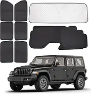 XCBYT Car Window Shades for 2019-Present Wrangler Side Window Sun Shade with Blocking 100% UV & Heat Insulation Windshield Sunshade Full Window Privacy Protection for Camping, Napping (8 PCS)