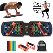 Portable Push Up Board - Includes 5pcs. Resistance and Elastic Bands, Pilates