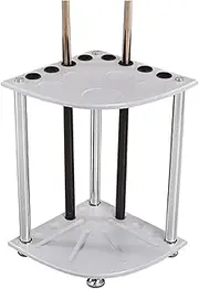 Pool Cue Rack,Free Standing Billiard Stick Stand,Fishing Rod Storage Rack,Holds 9 Cue,for Indoor Bar Billiard Room School Home Club(White)