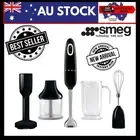 Smeg 50's Style Hand Blender Stick Mixer HBF22BLAU Black Handheld Blender Mixer