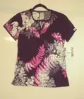 PEACHES Uniform Fitted Smock Scrub Top Sz Small Black. and Pink Pockets