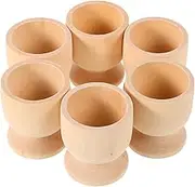 Zerodeko 6pcs Rustic Wooden Egg Holder for Easter DIY Crafts Cute Countertop Egg Tray Creative Activities Festive Unfinished Design for Spring Weddings Parties