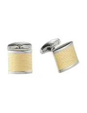 [Cudworth] Stainless Steel and Ion Plated Matt Striped Cufflinks in Silver