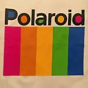 retro POLAROID white t-shirt--COLOR SPECTRUM LOGO-licensed--camera--NEW NWT--(M)
