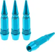 4 Pcs Decorative Tire Valve Stem Caps Pointed Head Type 60mm Tyre Valve Dust Covers for Most Cars Truck Light Blue Aluminum Alloy