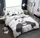 Panda With Heart Shape Black White Quilt Duvet Cover Set Bedding Double