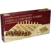 Launch Folding Wooden Chess & Checker Set 16"