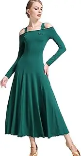 [YHHGDS] Halter Strapless Long Sleeve Latin Ballroom Dance Dresses Contemporary Dancewear Prom Dresses for Women