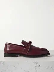 [Bottega Veneta] Bottega Veneta - Astaire Embellished Leather Loafers - Merlot - EU 40 EU 40 Burgundy