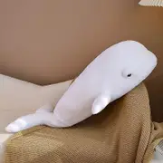 Huiyun 75/100cm PinkRealistic Beluga Plush Pillow Toys Soft Stuffed Sea Animal Simulation Whale Kawaii Sofa Cushion Girls Birthday Gift WHITE 75cm