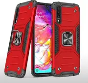 [Ysnzaq] Case for Samsung Galaxy A70, Military Rugged Shockproof Anti-fall Protective Case with 360 Degree Metal Ring Stand Cases for Samsung Galaxy A70.YF Red