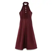 [Rebecca Vallance] Rebecca Vallance Merlot Midi Dress 12 UK RED