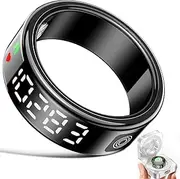 Smart Ring Health Ring - Smart Rings for Women Men, Fitness Tracker Ring with LED Display Screen, Sleep Tracker Ring Compatible with iOS/Android Activity Tracker/Heart Rate/SpO2/Sleep/Step(Black,13)