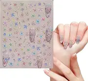 Flower Nail Stickers for Kids | Manicure Sliders Flower Stickers 5D Embossing - Japanese Style Metal Floral Manicure Sliders for Girlfriends
