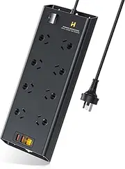 Powerboard USB Surge Protector - 8-Outlet Power Board with 4 USB Ports(1 USB C), Wall Mountable Power Strip with 1.8M Extension Cord, 900J Surge Protection with Overload Switch for Home & Office