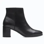 Clarks Women's Freva55 Zip Boots Black Leather (UK 4-8)