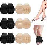 [Kattst] 6Pairs Women's Toe Cover Socks with Sponge Cushion,Ball of Foot Cushion Socks with Padding Toe Topper(3 Black, 3 Beige)