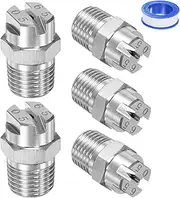 uxcell 5-Pack Flat Fan Spray Tip, 65 Degree 1/4BSPT Male Stainless Steel Pressure Washer Nozzles Cleaner Nozzle Replacement W Sealing Tape for Water Guns (1.4mm Orifice)