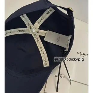 二手正品 Celine 深藍色 /粉色 C字母 Initial  Logo 棉質棒球帽 帽子 2AUA2242N