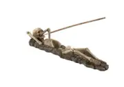 Skeleton 1608 Reclining into Earth Incense Stick Cone Burner Holder 10" L