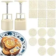 AIKEFOO Chinese Traditional Mid-Autumn Festival Mooncake Mold Set 18-Piece Set 100g/125g 16 Different Round and Square Flower Patterns are Used for Homemade Cake and Biscuit Stamp Press.
