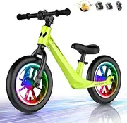 Wonzeal Balance Bike 2 Year Old, Toddler Bikes with Adjust Seat for 2-5 Year Old, Duck Bell with Knee/Wrist/Elbow Pads, Boy Girls Birthday Gifts Toys.