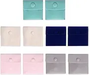 Zalizr 10 Pcs Velvet Jewelry Pouches, Small Velvet Bags with Iron Snap Button for Candy, Gift, Jewelry, Necklace & Bracelet Storage, 7 x 7 CM, 5 Colors