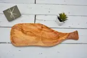 Olive Wood Rustic Serving Bowl - Handcrafted Three-Section Plate Unique Mom Gift