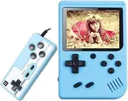 New CZT Macaron Color Double Player Retro Handheld Game Console 800 Games Children's Game Console Support TV Output Lithium Battery-Powered Kid's Gifts Unisex (Blue)