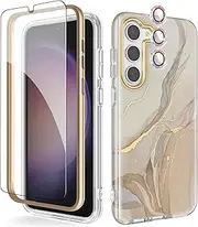 [Chvelop] Samsung S23 Plus Case with Bumper&Screen Protector&Glitter Camera Protector Samsung Galaxy S23 Plus Full Body Protection Case Shiny Shockproof Anti-Scratch TPU S23 Plus Case 6.6'' Off-White