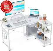 L-Shaped Computer Desk with Reversible Storage & Monitor Stand for Home Office