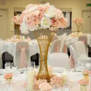 2 x Gold Hour Glass Flower Display Stands Wedding Events Floor Table Centrepiece