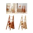 Folding Step Ladder Chair, Library Stairs Chair, Wooden Step Stool Ladder Stool