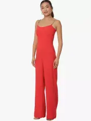 Lilly Pulitzer Zemira Chainlink Belted Sleeveless Jumpsuit Amaryllis Red NWT