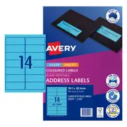AVERY Skye Blue Coloured Labels 99.1 x 38.1 mm (70 Labels/5 Sheets)