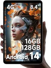 Android 14 Tablet, Tablet Gaming 8.4 Inch G99 iPlay 60 Mini Pro with 2 Speakers, 16GB RAM 128GB ROM, Tablet FHD 1920x1200, Widevine L1, 6050mAh, 5MP/13MP, 4G LTE, 6-Axis Gyroscope
